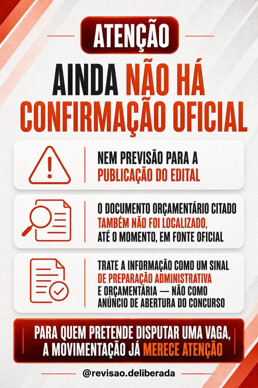 Aviso sobre a falta de confirmação oficial do concurso do MPF